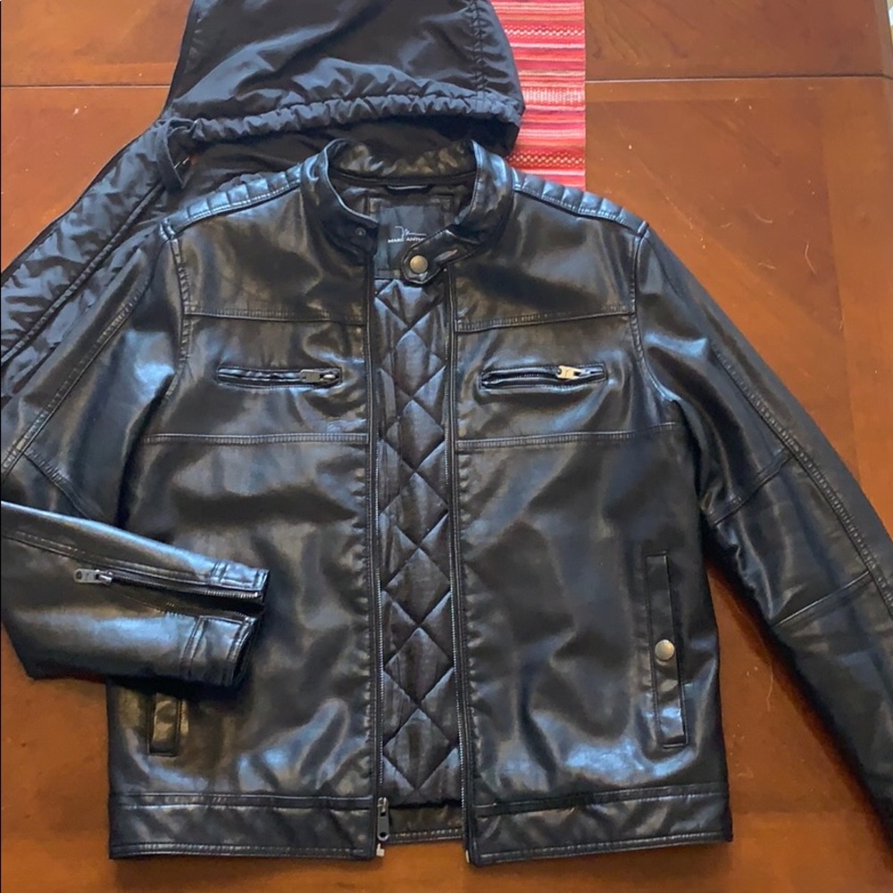 Marc Anthony Leather Jacket with Detachable Hood